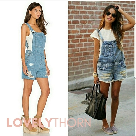 DL1961 // ltd ed cara denim destroyed shortalls julie sarinara sincerely jules - Picture 1 of 16